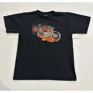 Harley Davidson Kids Short Sleeve  T-Shirt Black Shumate HD Spokane Size Large